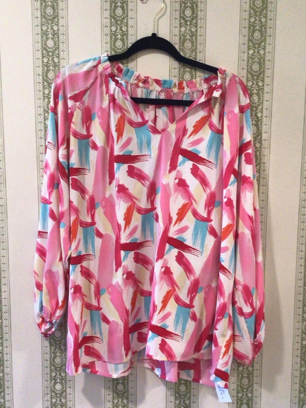 Women's Pink Brushstroke Print Blouse